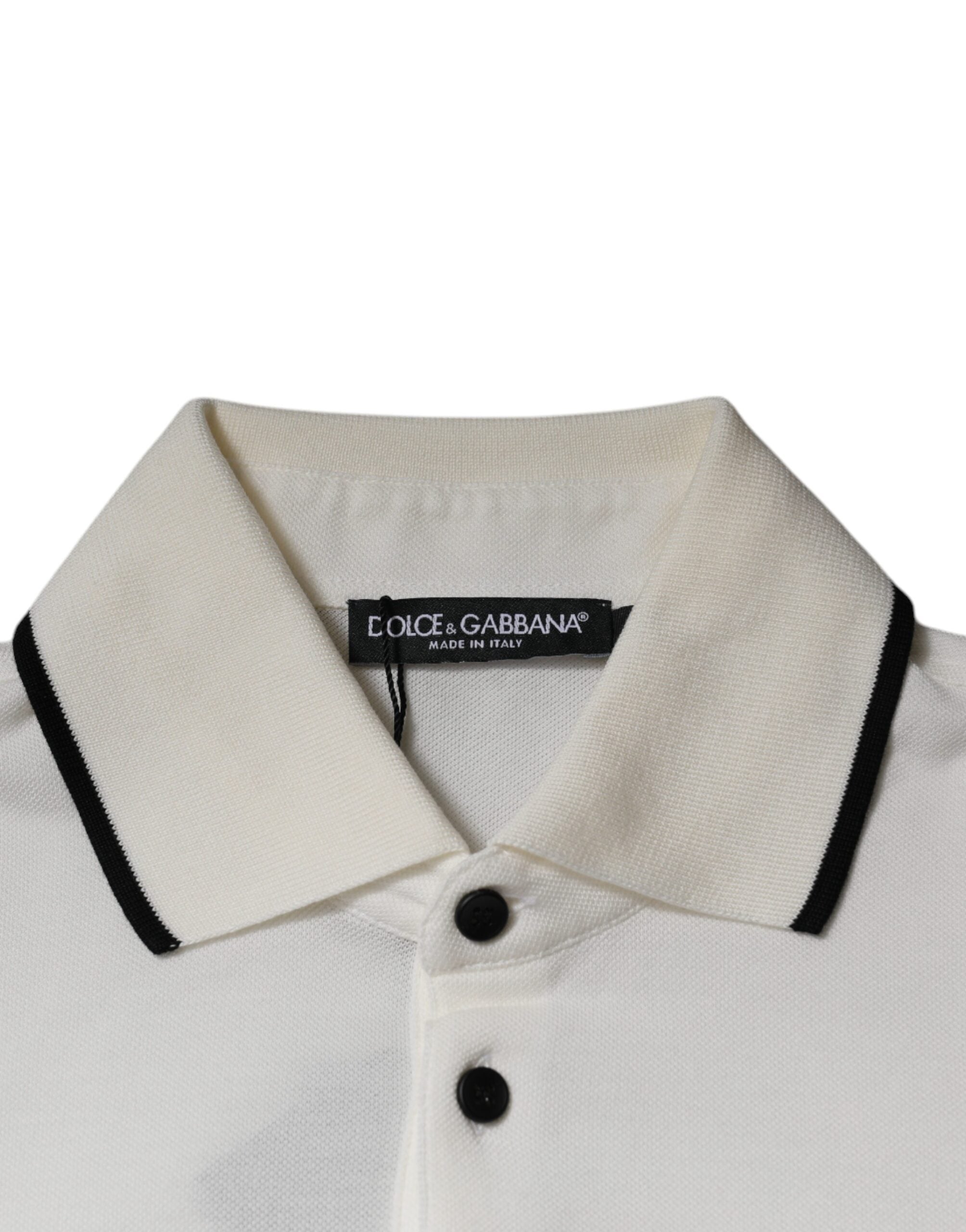 Dolce & Gabbana Off White Crown Cotton Collared Polo Men's T-shirt (Pre-Owned)