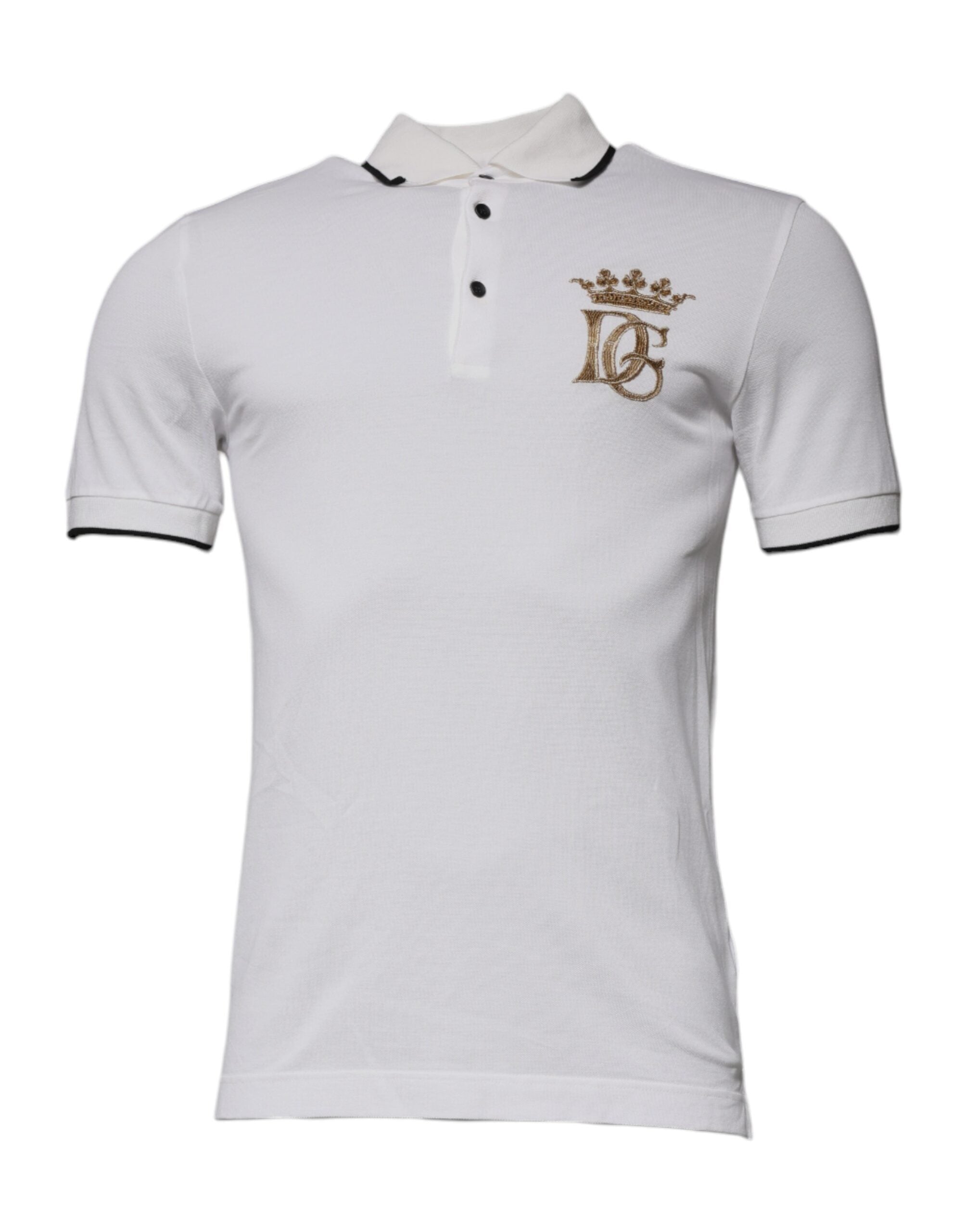 Dolce & Gabbana Off White Crown Cotton Collared Polo Men's T-shirt (Pre-Owned)