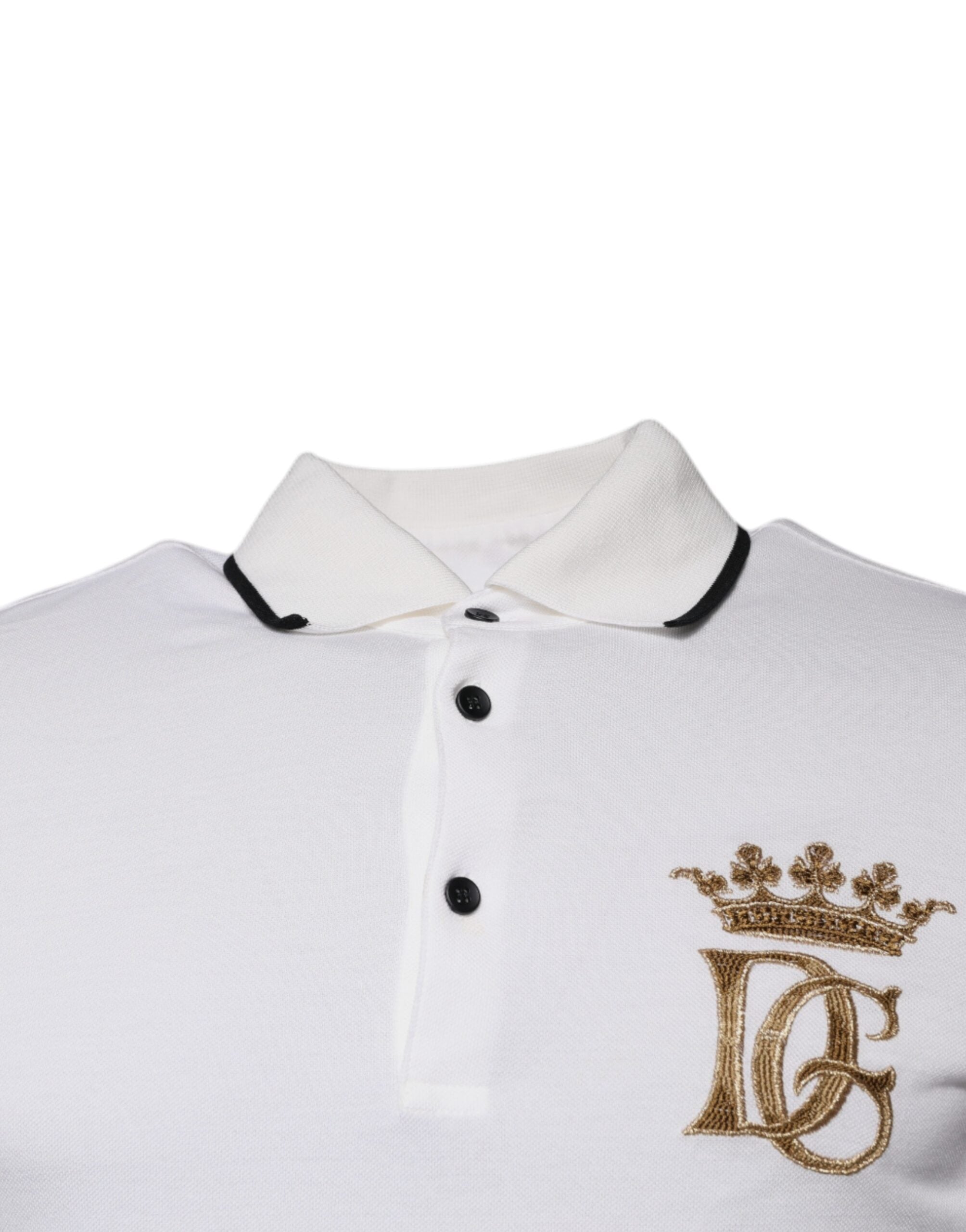 Dolce & Gabbana Off White Crown Cotton Collared Polo Men's T-shirt (Pre-Owned)