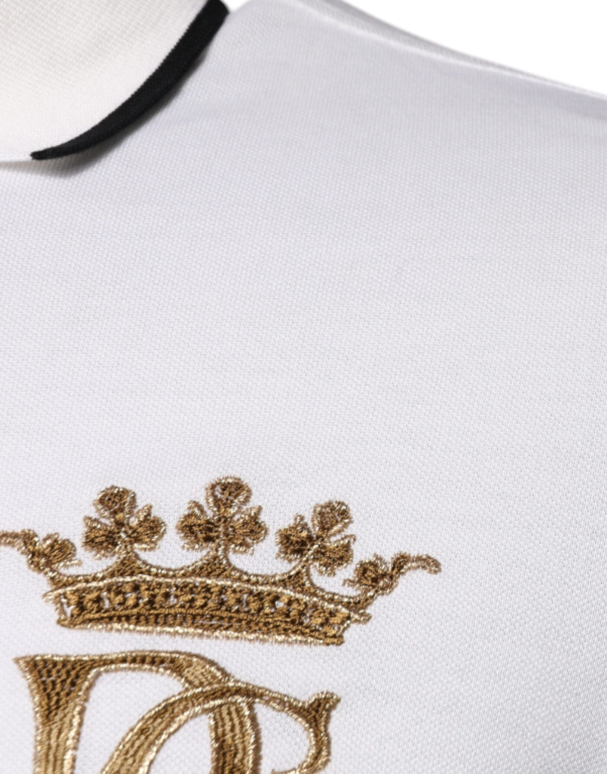 Dolce & Gabbana Off White Crown Cotton Collared Polo Men's T-shirt (Pre-Owned)