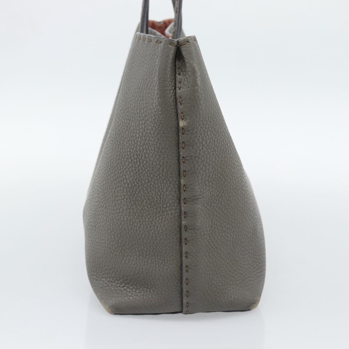Fendi Selleria Carla Leather Gray Leather Tote Bag Bag (Pre-Owned)