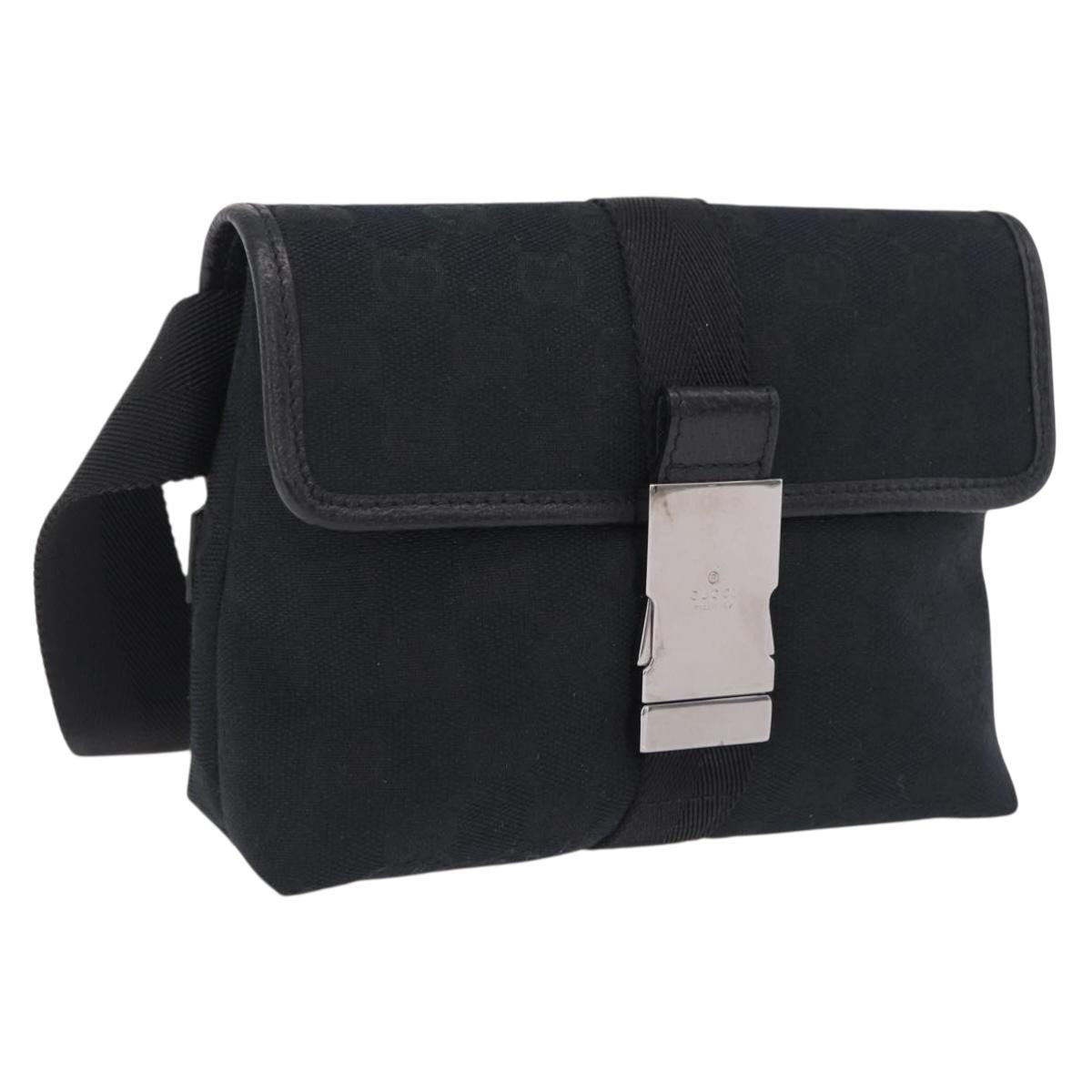 Gucci Buckle Waist Gg Canvas Black Canvas Handbag (Pre-Owned)