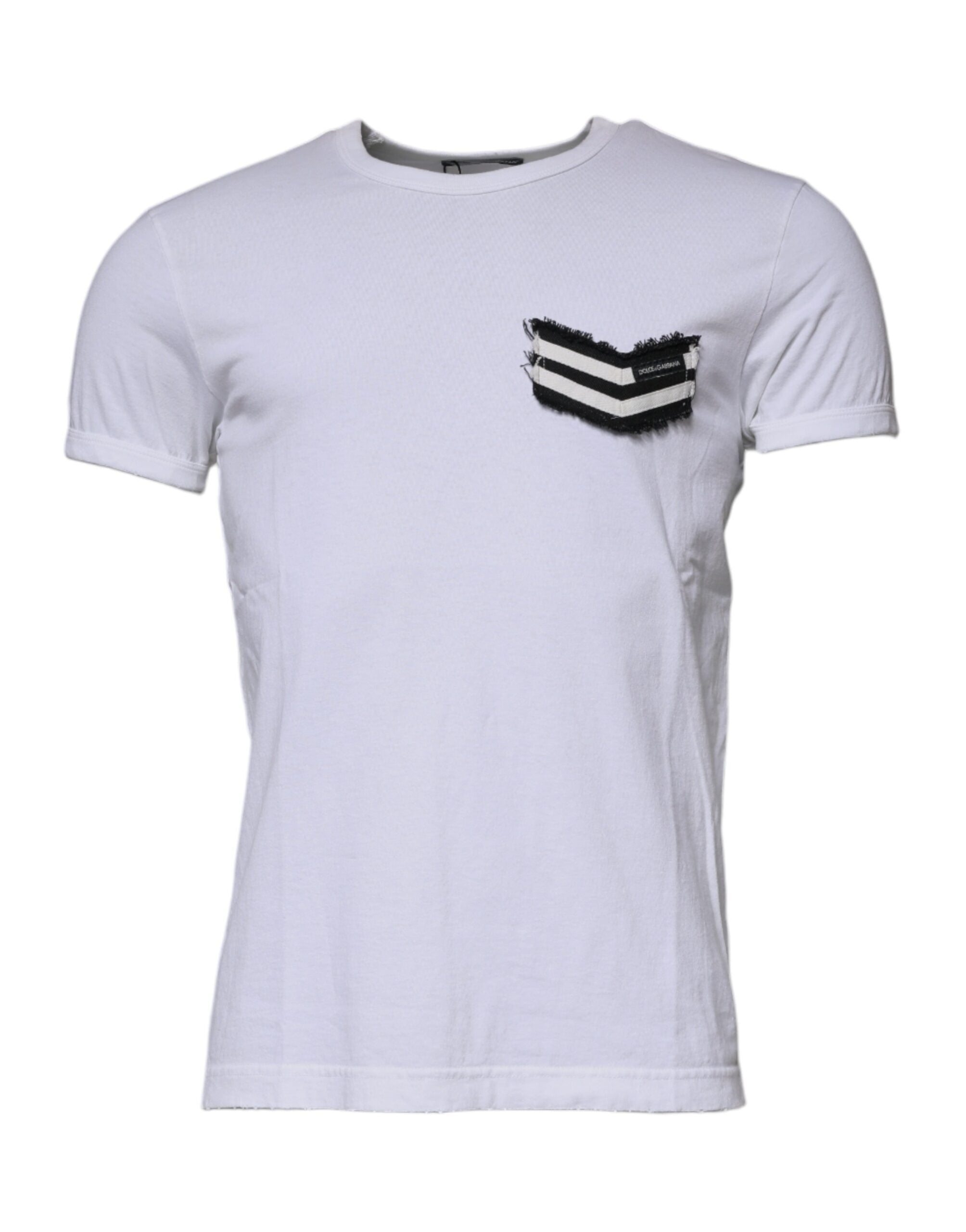 Dolce & Gabbana White Stripes Crew Neck Short Sleeves Men's T-shirt