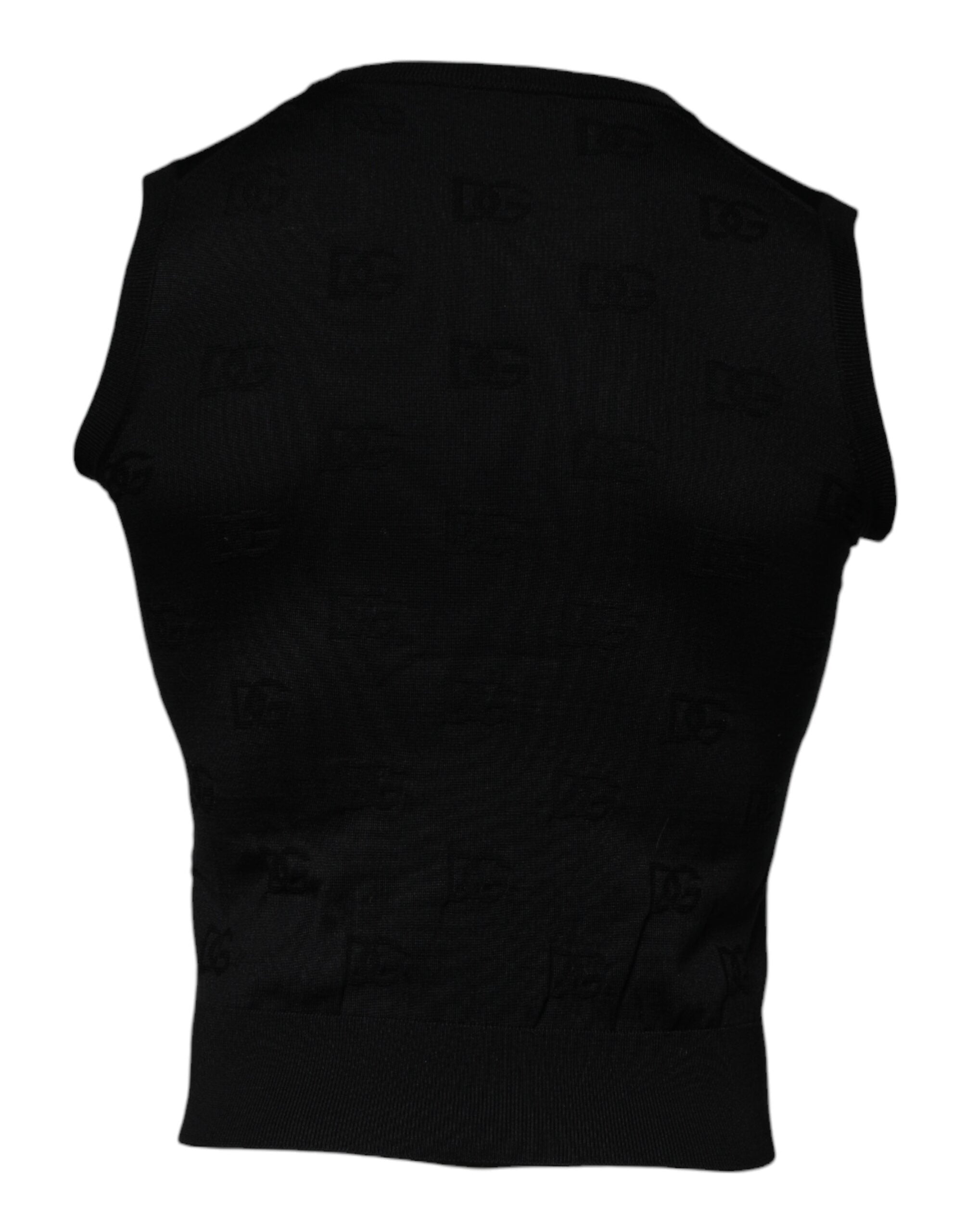 Dolce & Gabbana Black Silk Round Neck Sleeveless Men's T-shirt