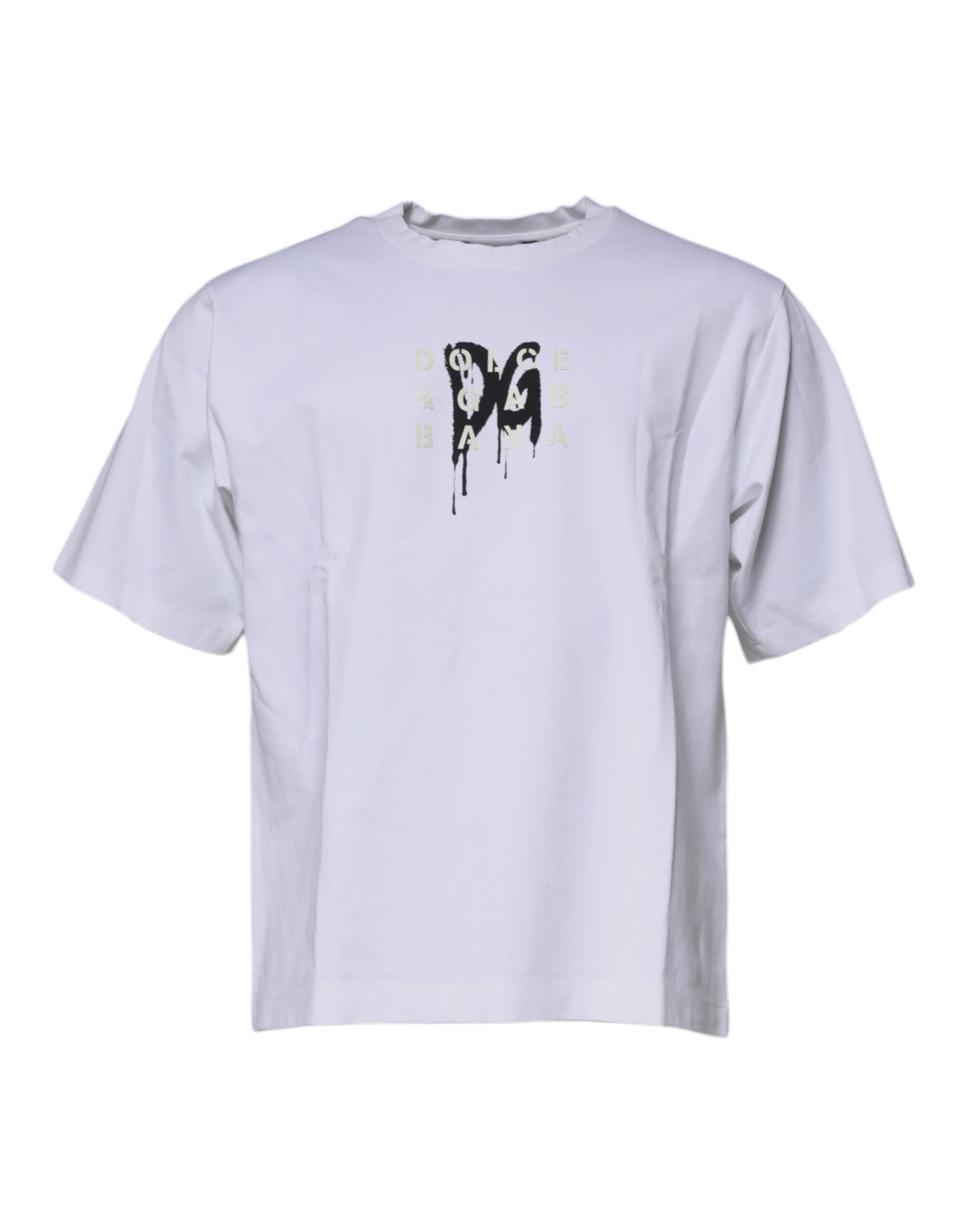 Dolce & Gabbana White DG Logo Cotton Crew Neck Men's T-shirt