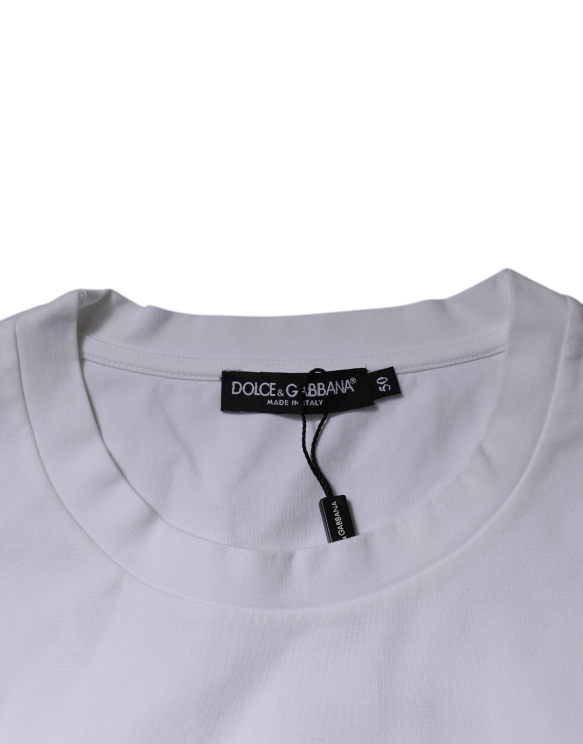 Dolce & Gabbana White DG Logo Cotton Crew Neck Men's T-shirt