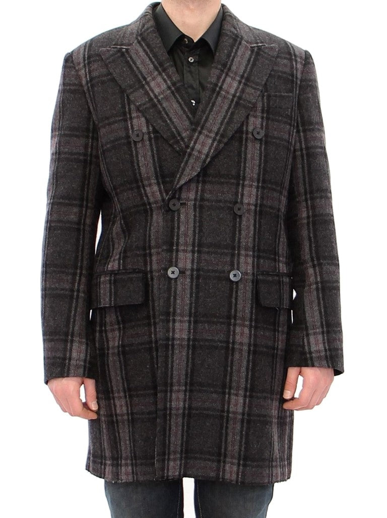 Dolce & Gabbana Sicilia Checkered Wool Blend Men's Coat