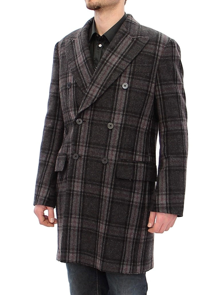 Dolce & Gabbana Sicilia Checkered Wool Blend Men's Coat