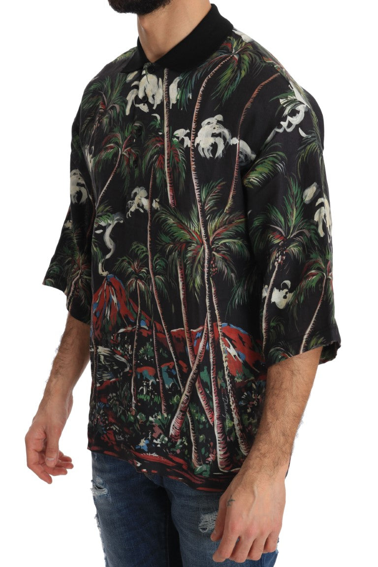 Dolce & Gabbana Black Volcano Sicily Short Sleeve Men's T-Shirt