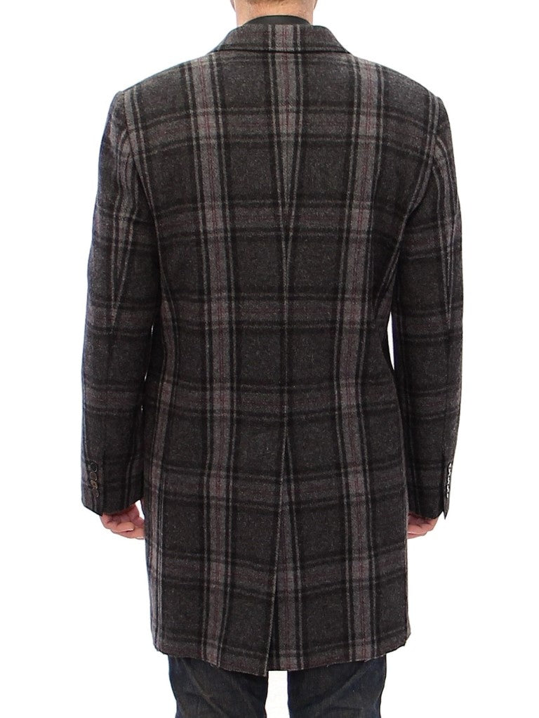 Dolce & Gabbana Sicilia Checkered Wool Blend Men's Coat