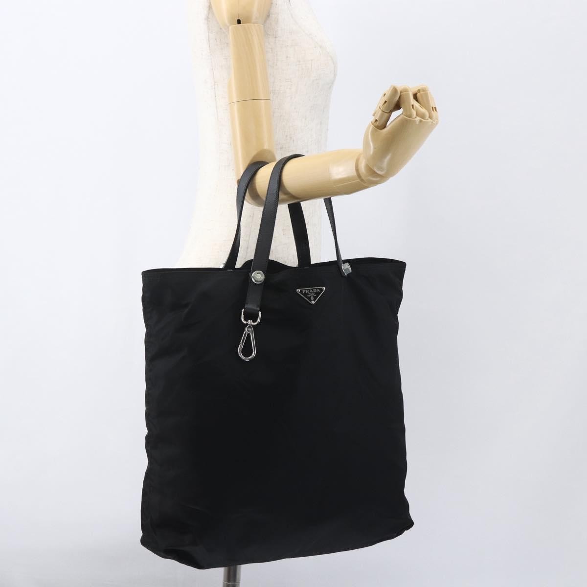 Prada Vintage Tote Tessuto Black Nylon Tote Bag Bag (Pre-Owned)