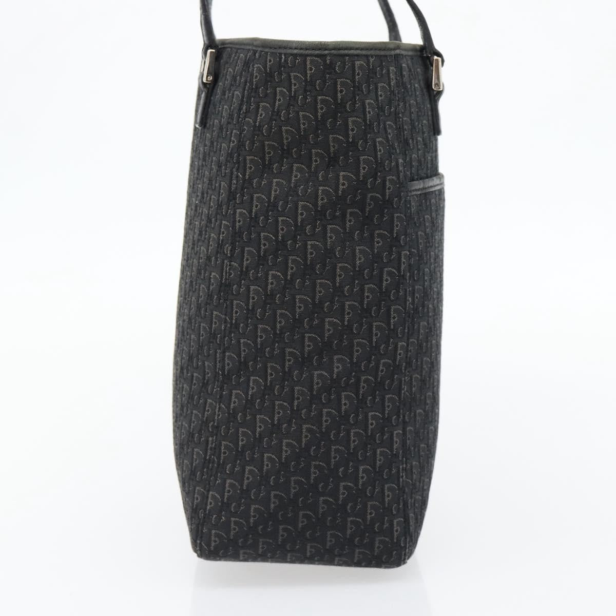 Christian Dior Vintage Open Pocket Diorissimo Canvas Black Canvas Tote Bag Bag (Pre-Owned)