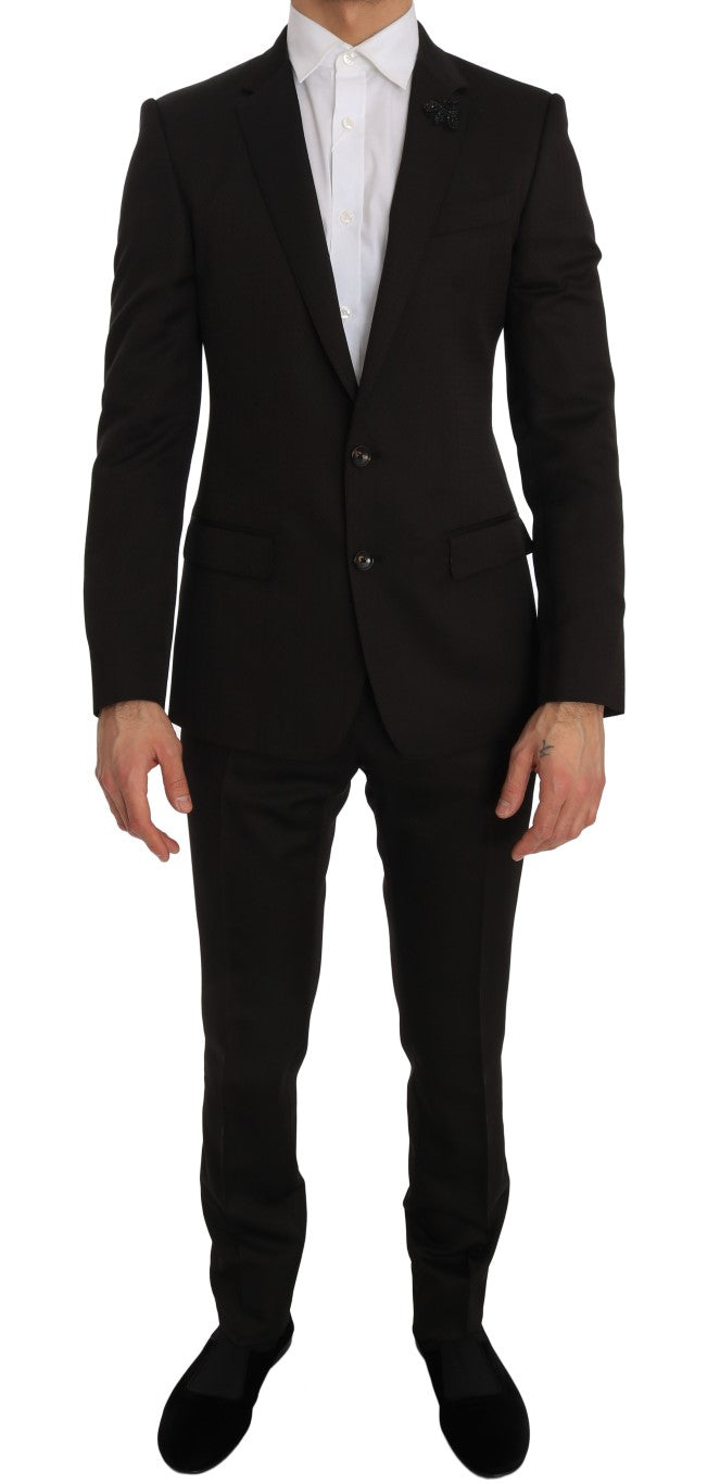 Dolce & Gabbana Elegant Brown Jacquard Martini Men's Suit