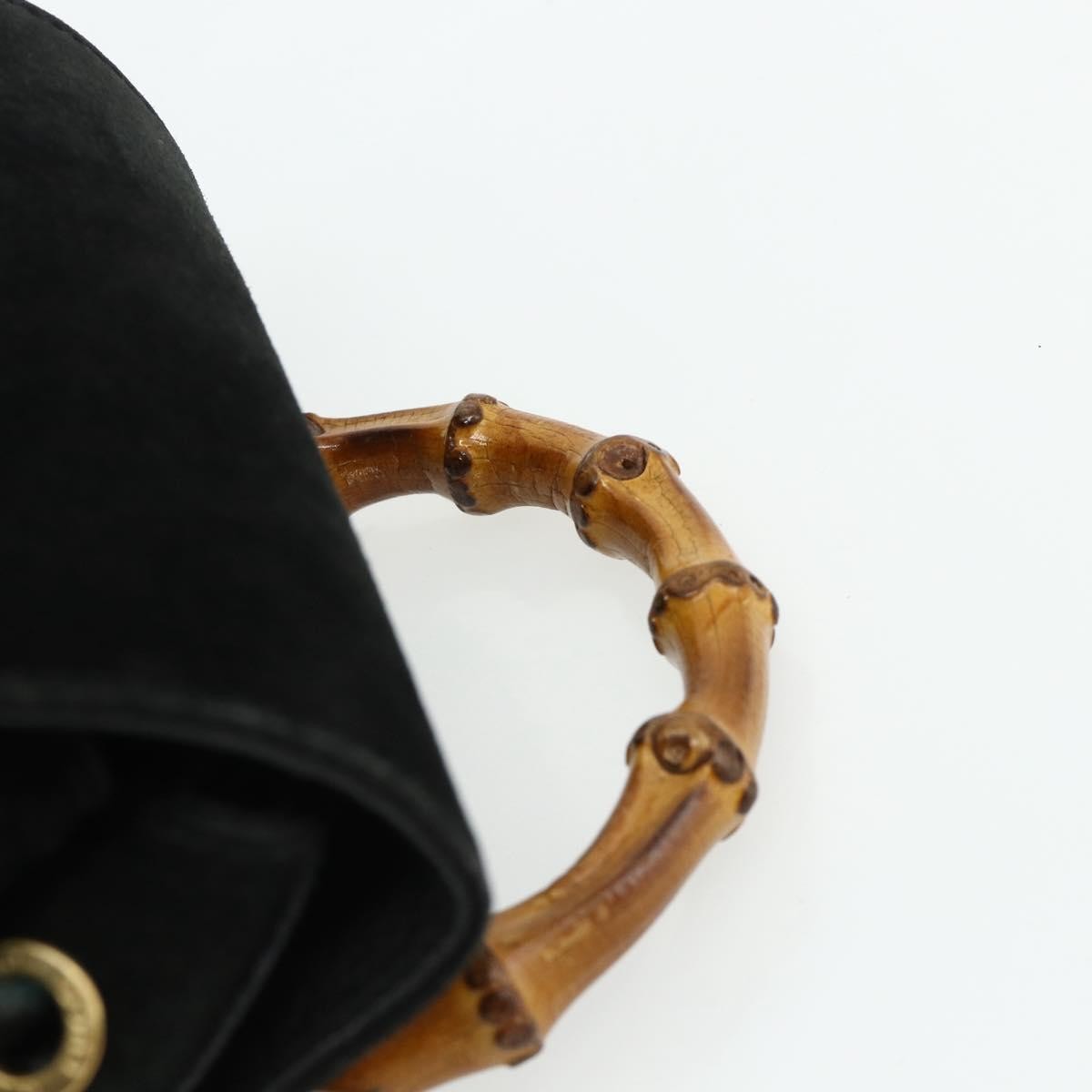 Gucci Gucci Bamboo Daim Black Suede Backpack Bag (Pre-Owned)