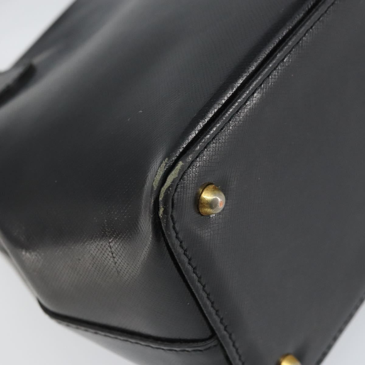 Versace Vintage Leather Black Leather Handbag (Pre-Owned)