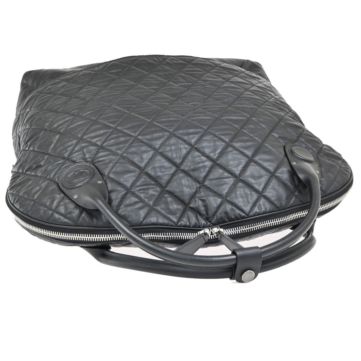 Chanel Horizontal Sport Weekender Quilted Coated Canvas Black Nylon Handbag (Pre-Owned)