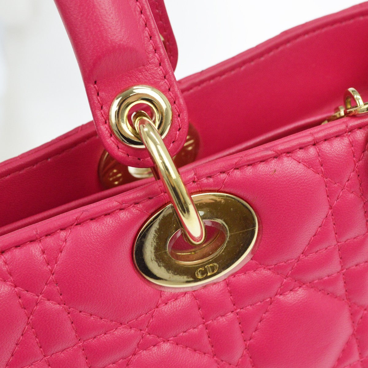 Christian Dior Lady Dior Cannage Pink Leather Handbag (Pre-Owned)
