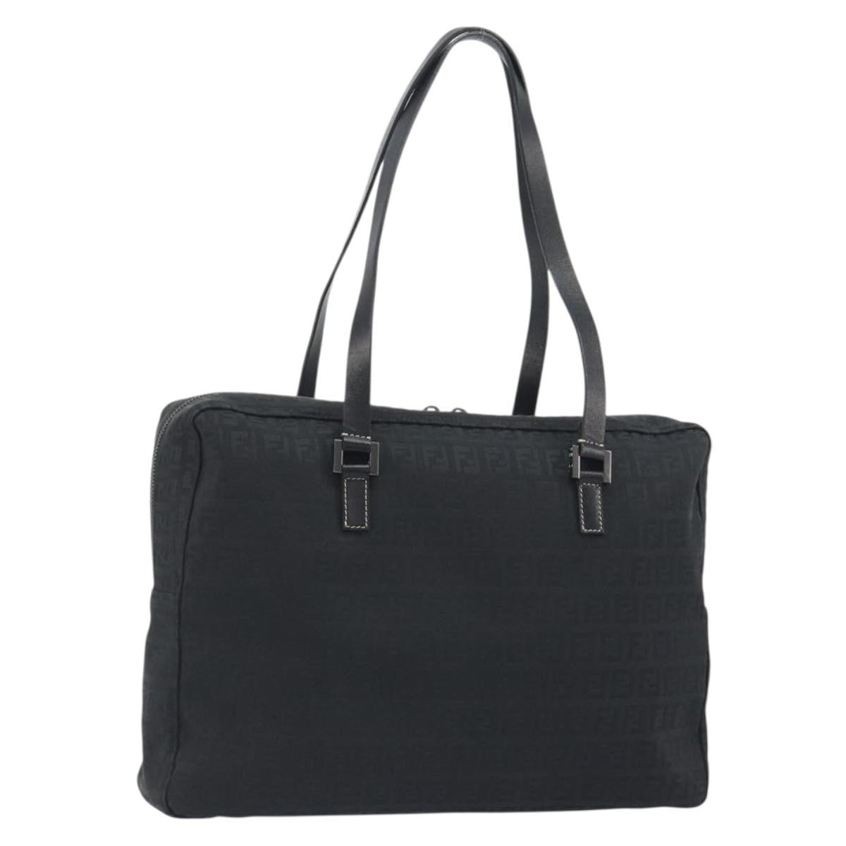 Fendi Shoulder Zucchino Canvas Black Canvas Shoulder Bag Bag (Pre-Owned)