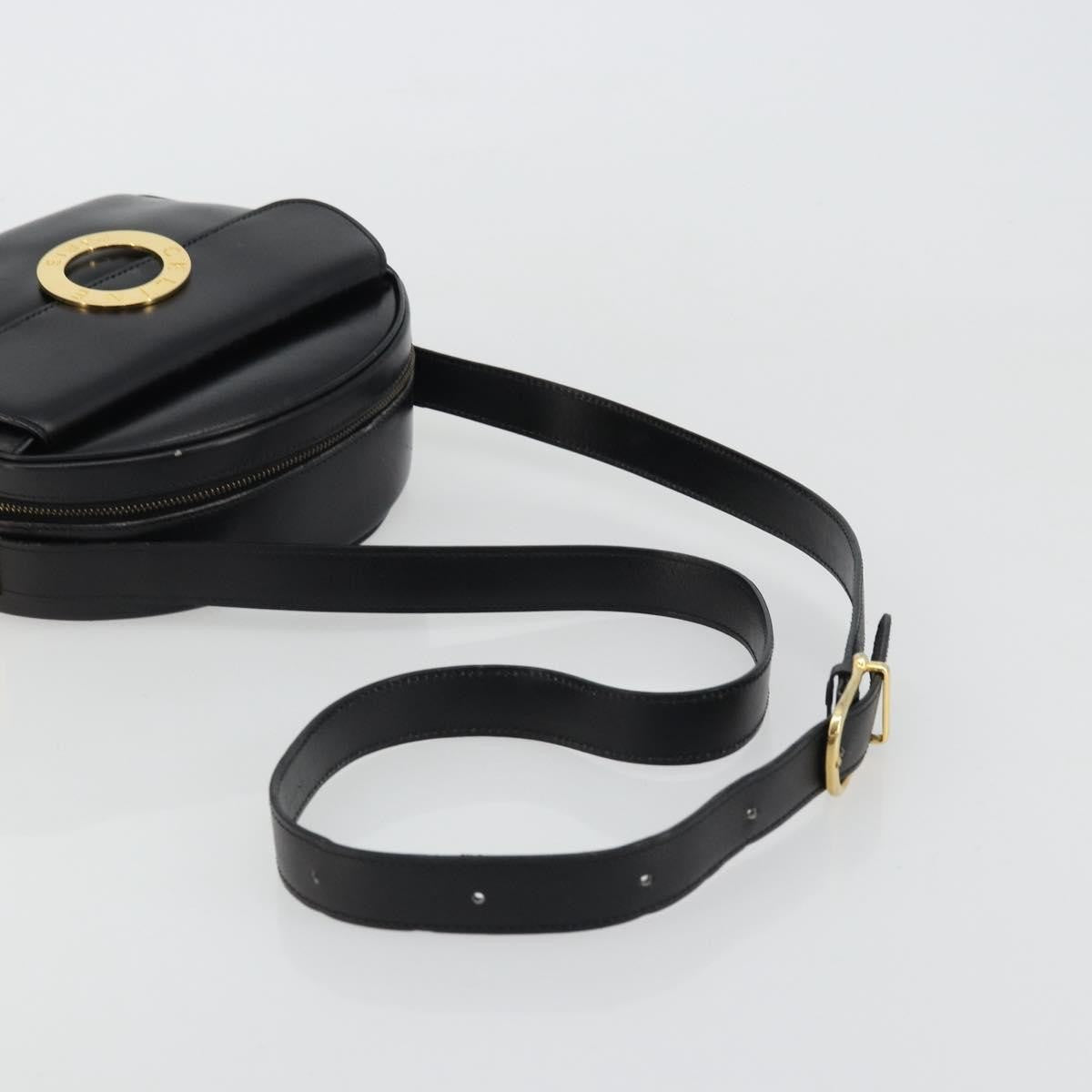 Celine Circle Logo Leather Black Leather Shoulder Bag Bag (Pre-Owned)