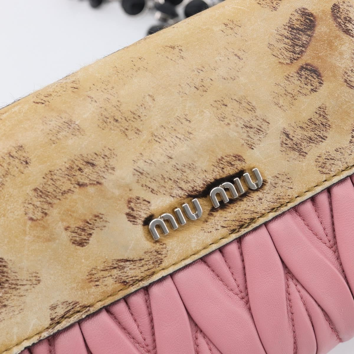 Miu Miu Convertible Flap Haircalf & Matelassé Nappa Leather Pink Calfskin Crossbody Bag Bag (Pre-Owned)