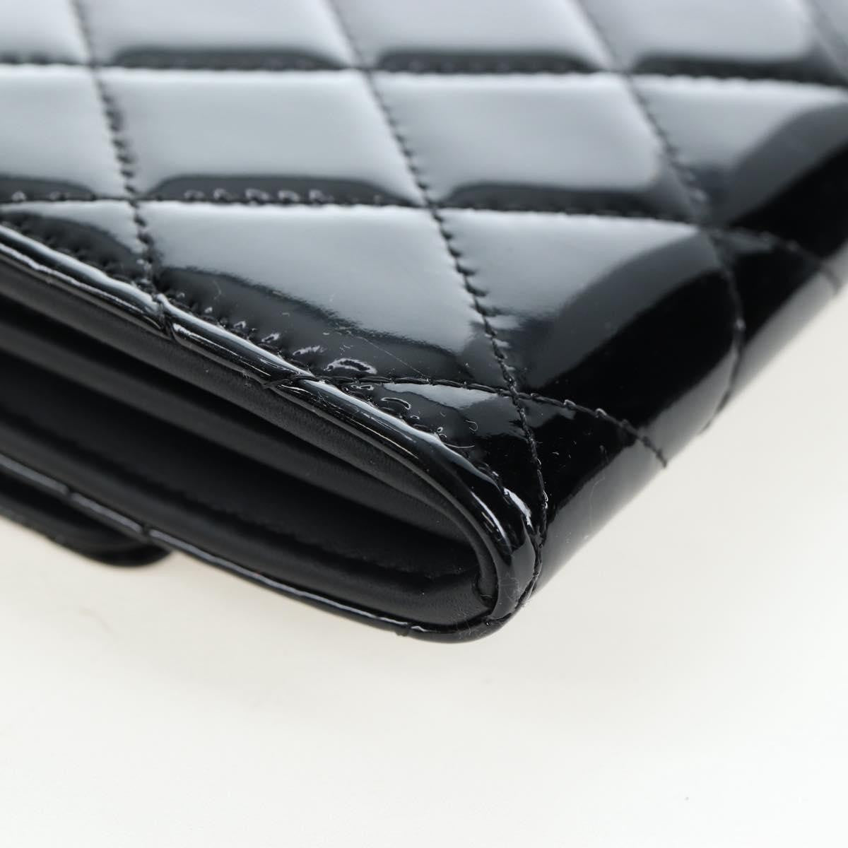 Chanel Cc French Flap Quilted Patent Leather Black Patent_Leather Wallets Accessory (Pre-Owned)