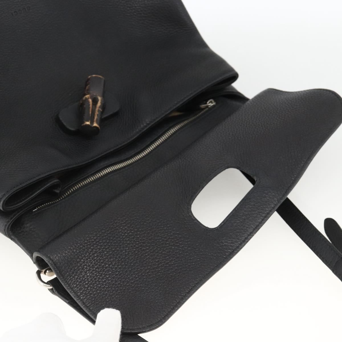 Gucci Bamboo Daily Top Handle Leather Black Leather Handbag (Pre-Owned)
