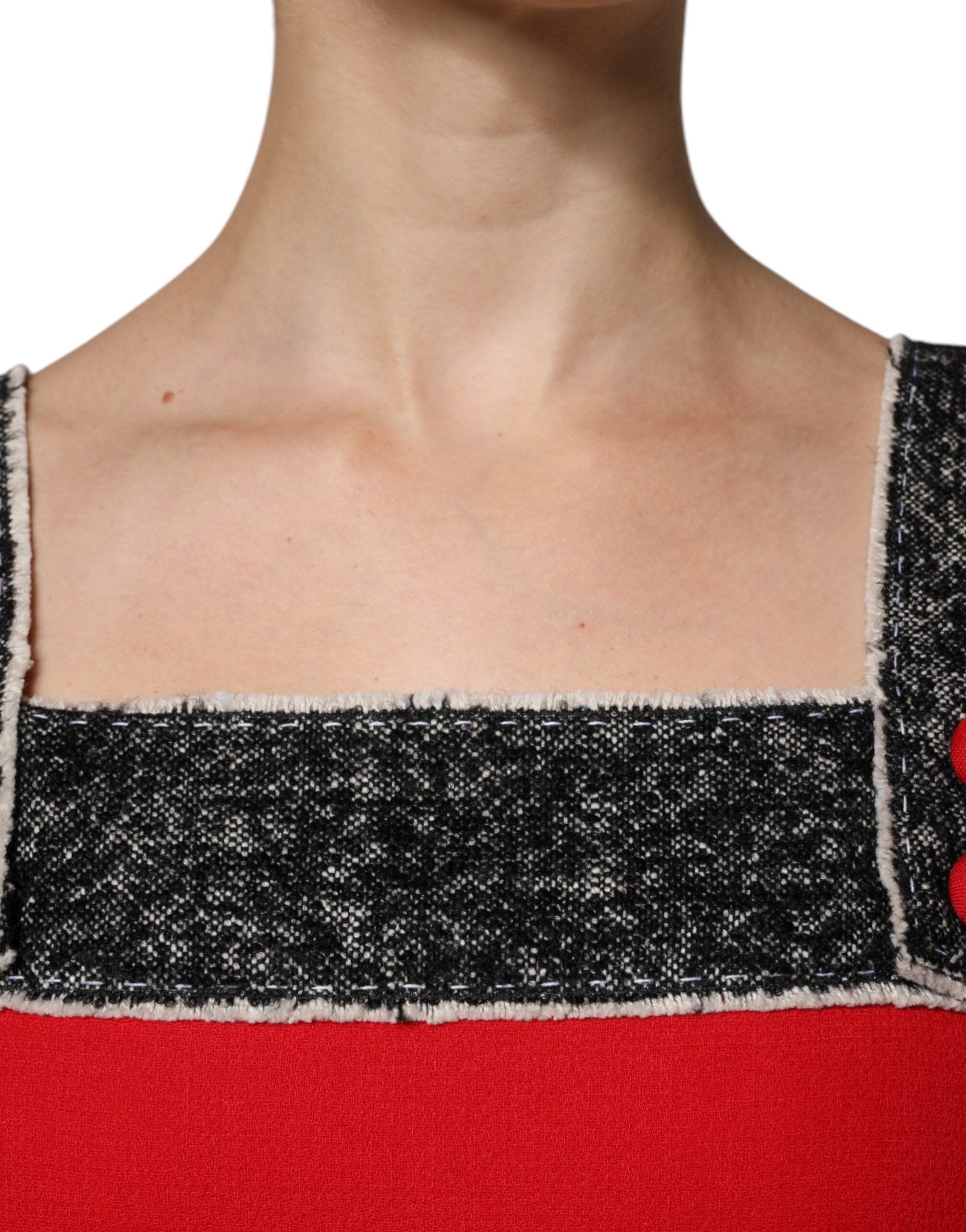 Dolce & Gabbana Red Wool Sleeveless A-line Flared Mini Women's Dress