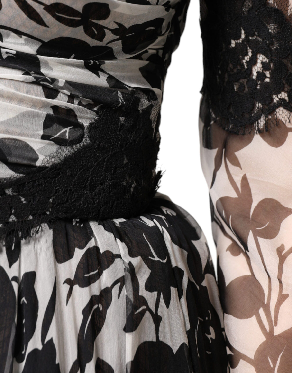 Dolce & Gabbana Black Silk Floral Lace Ricamo Ball Maxi Women's Dress (Pre-Owned)