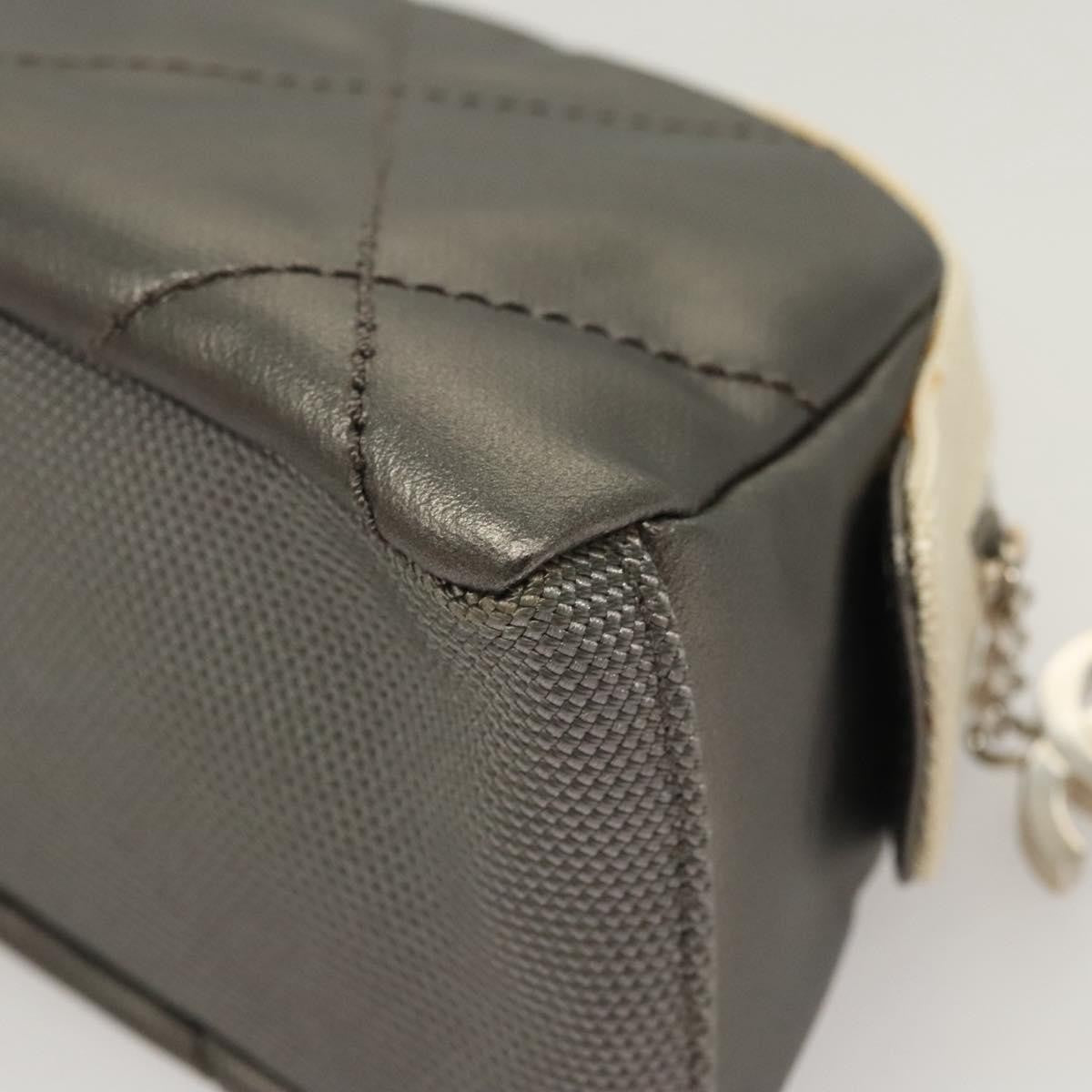 Chanel Vintage Clutch Leather Gray Leather Clutche & Pouche Bag (Pre-Owned)