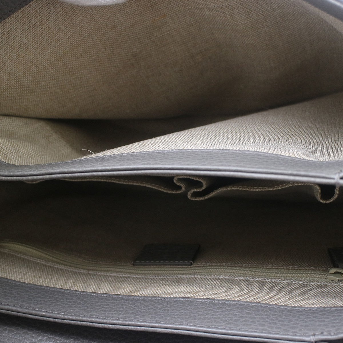 Gucci Interlocking Top Handle Leather Gray Leather Shoulder Bag Bag (Pre-Owned)