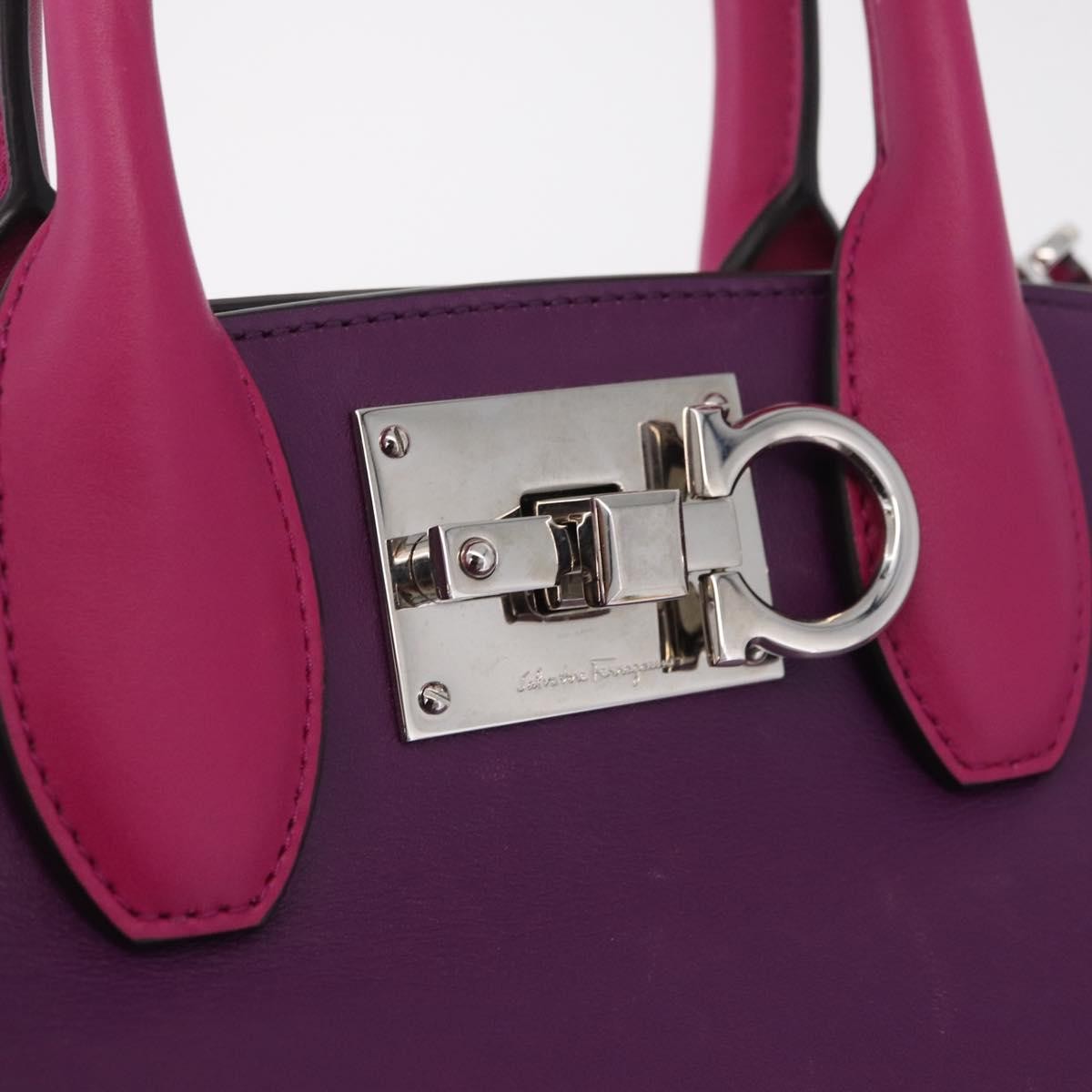 Salvatore Ferragamo Studio Satchel Leather Purple Leather Handbag (Pre-Owned)