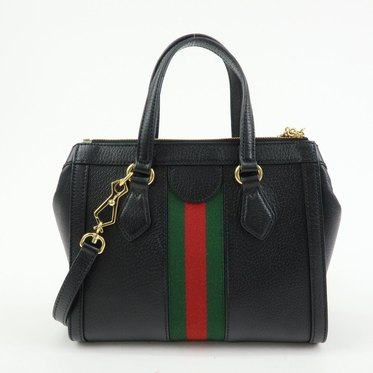 Gucci Ophidia Top Handle Leather Black Leather Tote Bag Bag (Pre-Owned)