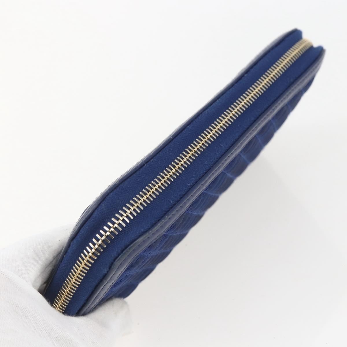 Prada Zip Around Organizer Saffiano Leather With Applique Blue Leather Wallets Accessory (Pre-Owned)