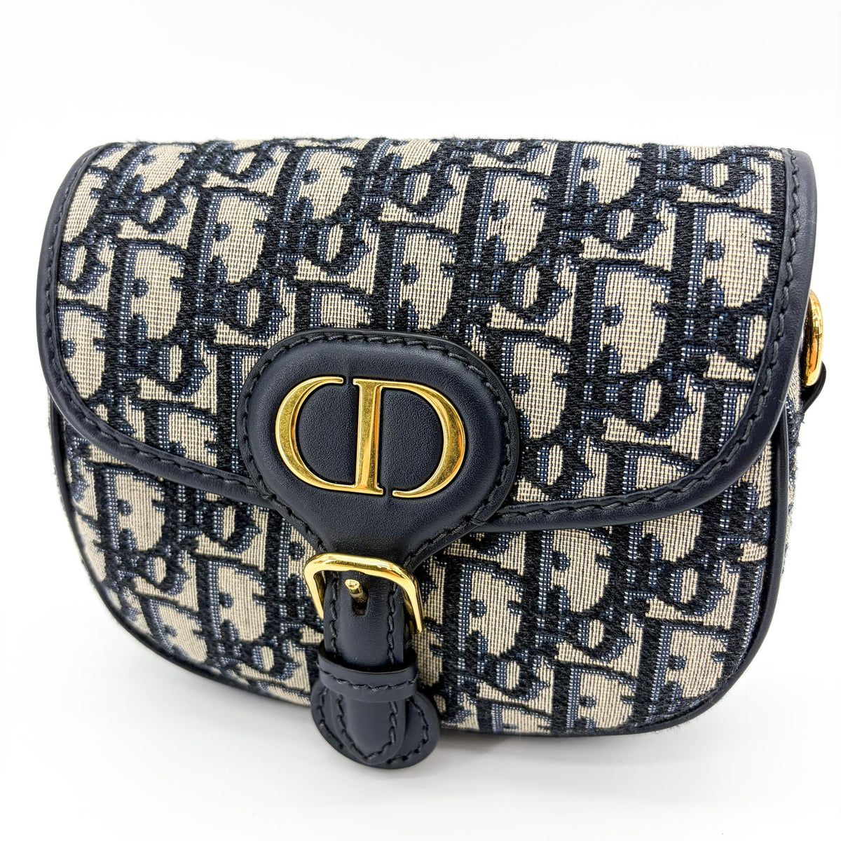 Christian Dior Bobby Flap Oblique Canvas Beige Canvas Handbag (Pre-Owned)