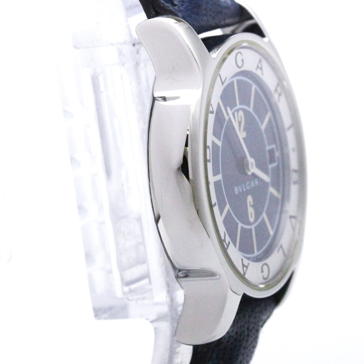 Bvlgari Solotempo Quartz Stainless Steel And Leather Watch (Pre-Owned)