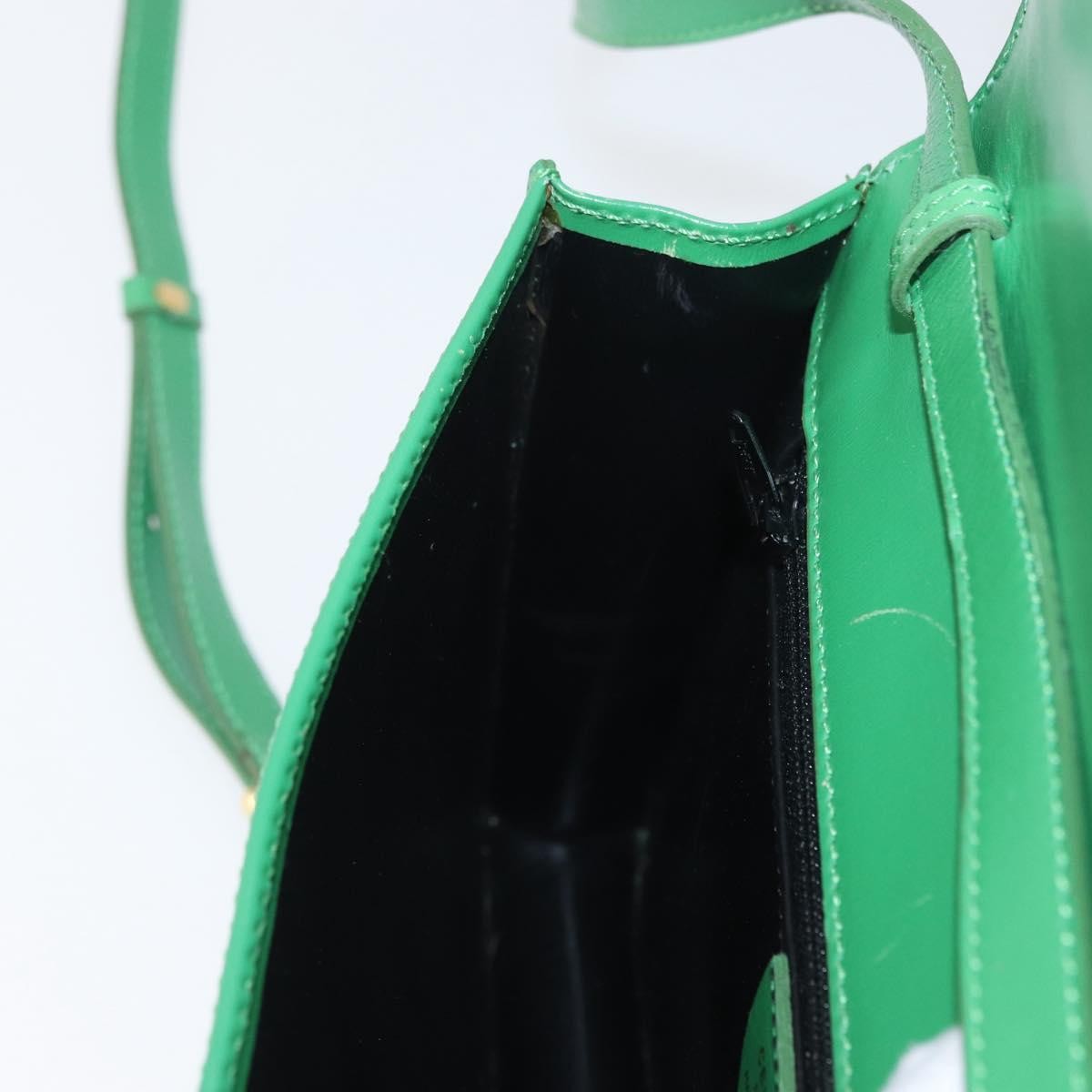 Celine Circle Logo Leather Green Leather Shoulder Bag Bag (Pre-Owned)