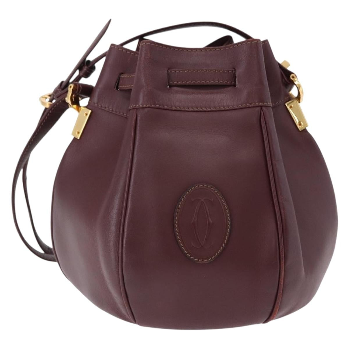 Cartier Must De Cartier Leather Burgundy Leather Shoulder Bag Bag (Pre-Owned)