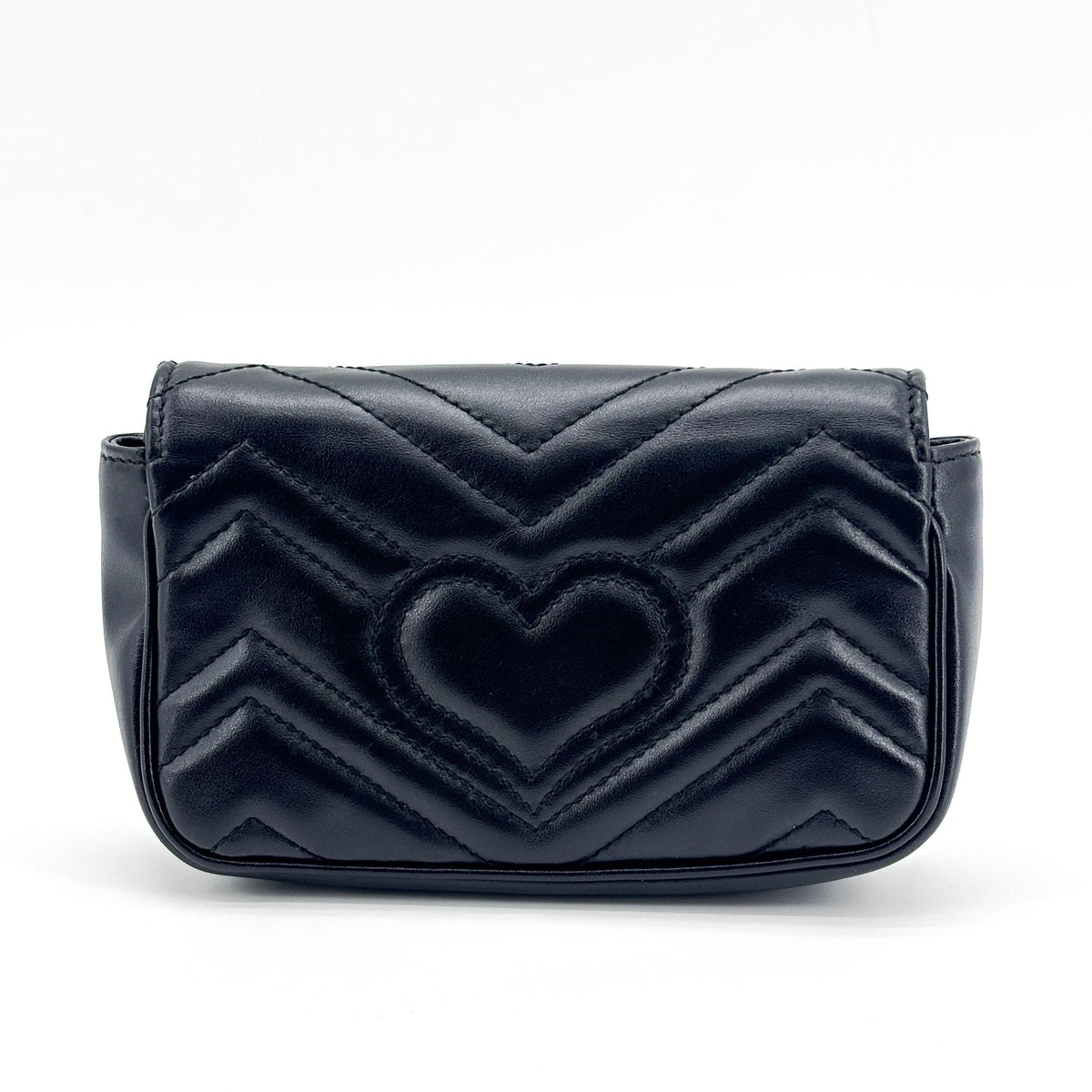 Gucci Gg Marmont Flap Matelasse Leather Black Calfskin Handbag (Pre-Owned)