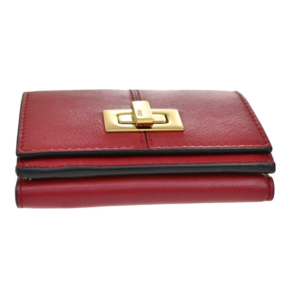 Fendi Peekaboo Leather Red Leather Wallets Accessory (Pre-Owned)
