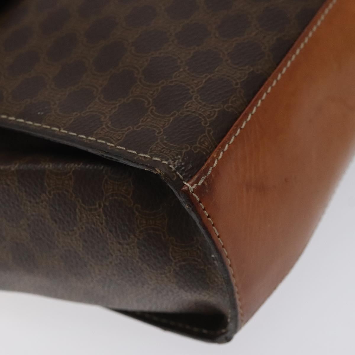 Celine Vintage Macadam Circle Logo Canvas And Leather Brown Canvas Shoulder Bag Bag (Pre-Owned)