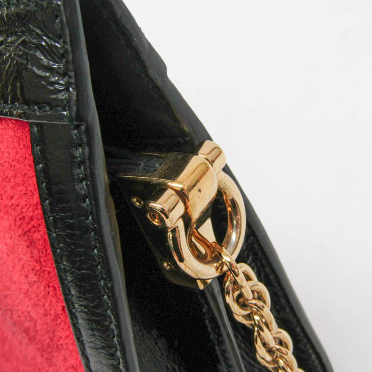 Gucci Ophidia Chain Suede Red Leather Shoulder Bag Bag (Pre-Owned)