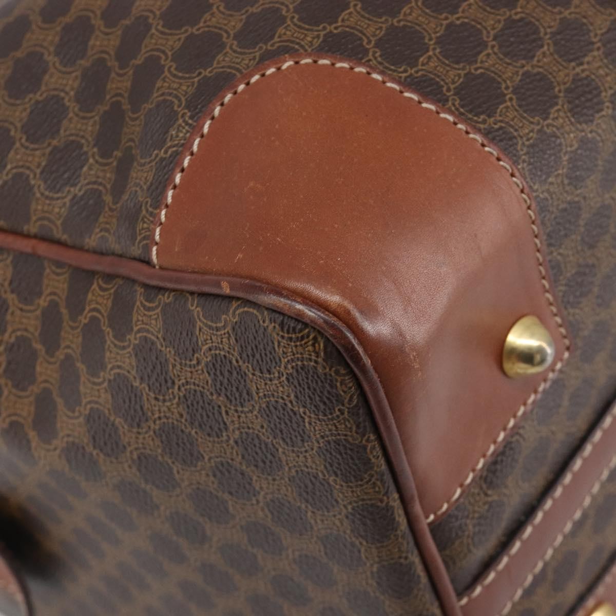 Celine Vintage Duffle Macadam Coated Canvas Brown Canvas Handbag (Pre-Owned)