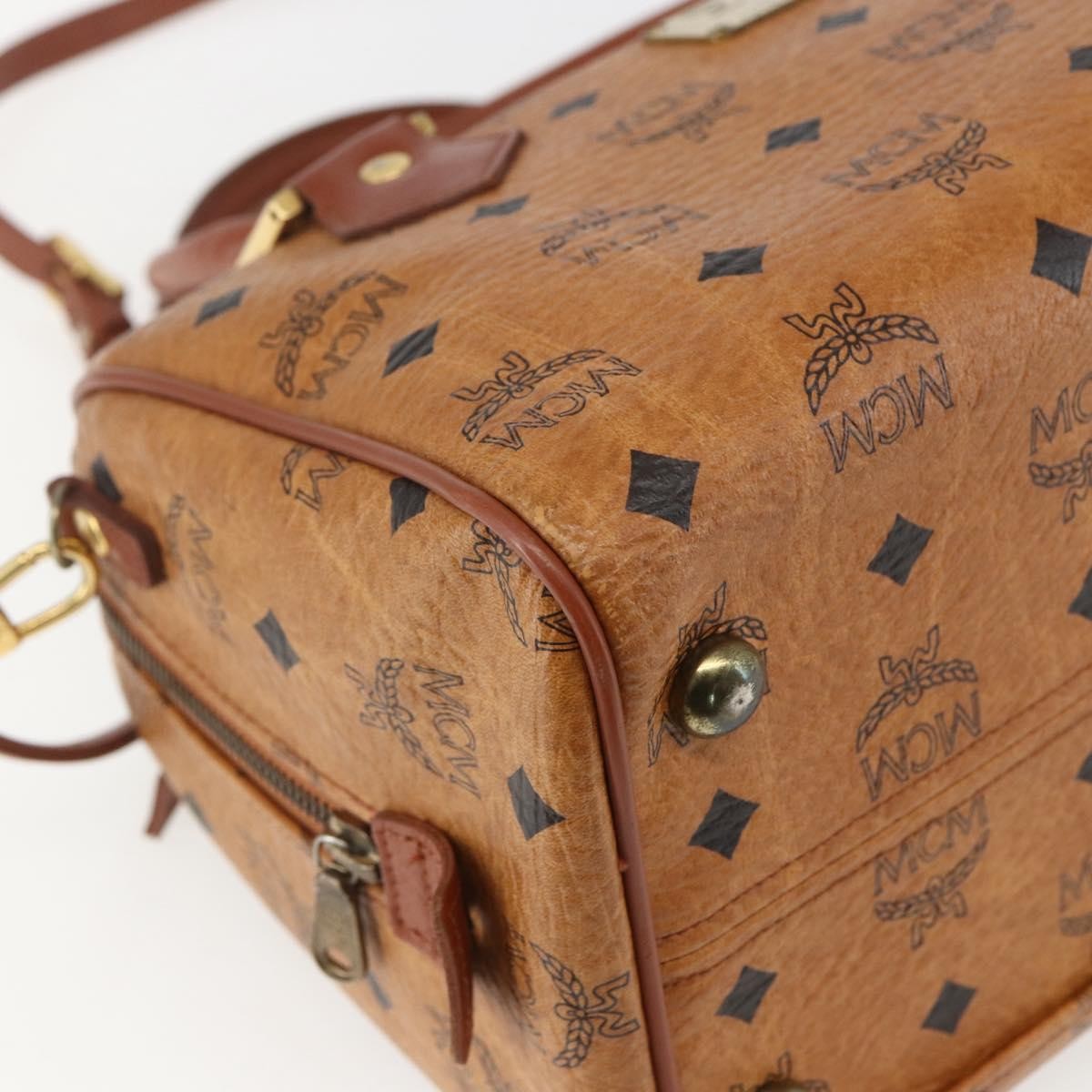 MCM Visetos Logogramme Canvas And Leather Brown Canvas Handbag (Pre-Owned)