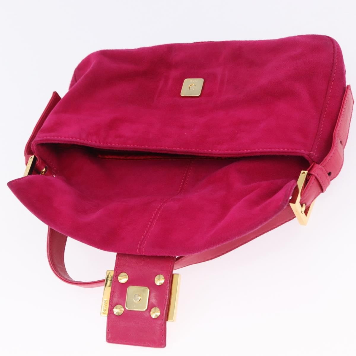 Fendi Baguette Leather Pink Suede Handbag (Pre-Owned)