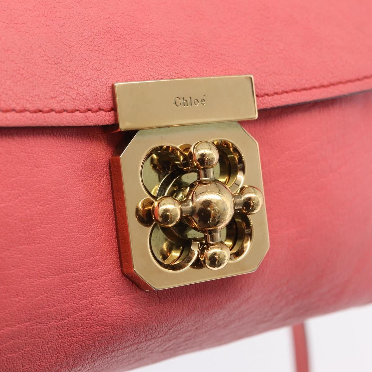 Chloe Elsie Satchel Leather Pink Leather Shoulder Bag Bag (Pre-Owned)