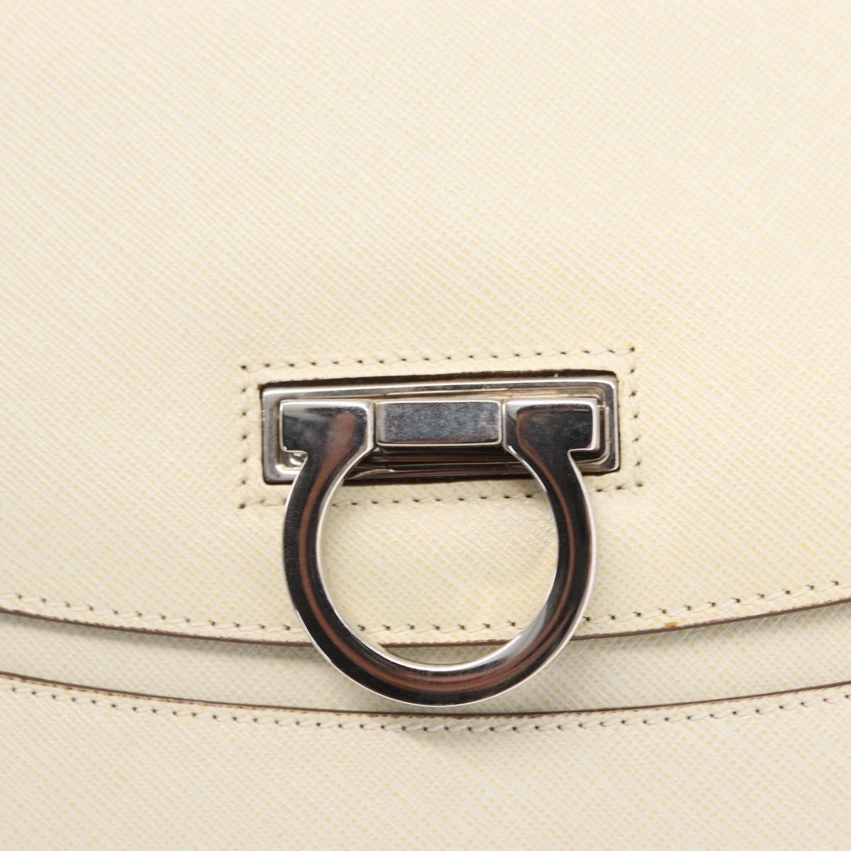Salvatore Ferragamo Gancini Leather White Leather Shoulder Bag Bag (Pre-Owned)