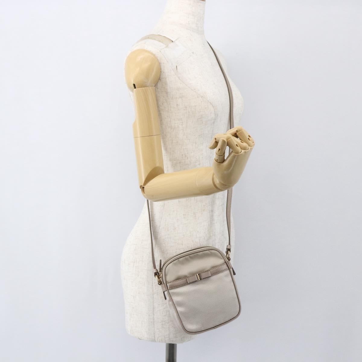 Salvatore Ferragamo Vala Nylon Beige Nylon Shoulder Bag Bag (Pre-Owned)