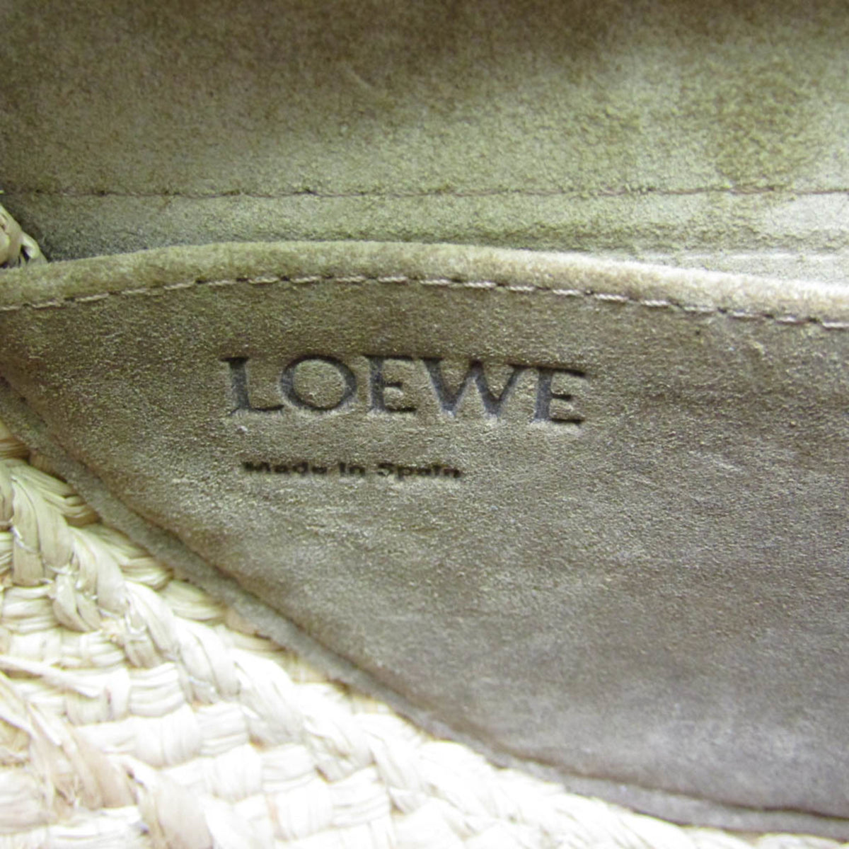 Loewe Gate Leather Leather With Raffia Black Leather Shoulder Bag Bag (Pre-Owned)
