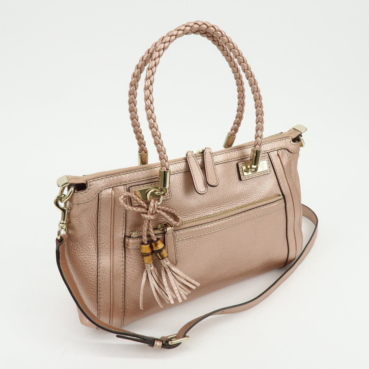Gucci Bella Convertible Top Handle Leather Pink Leather Handbag (Pre-Owned)
