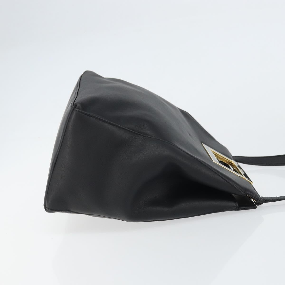Salvatore Ferragamo Gancini Leather Black Leather Shoulder Bag Bag (Pre-Owned)